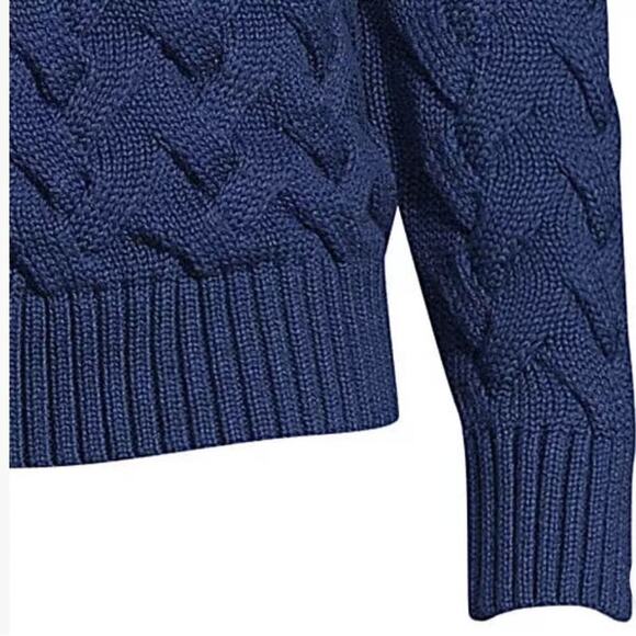 Land’s End Royal Blue 100% Cotton Cable Knit Sweater, The Drifter, Casual, M - Picture 5 of 10
